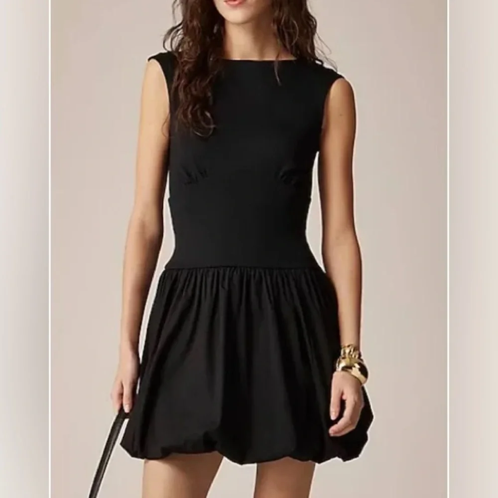J. Crew Bubble-Hem Mixy Dress in Black